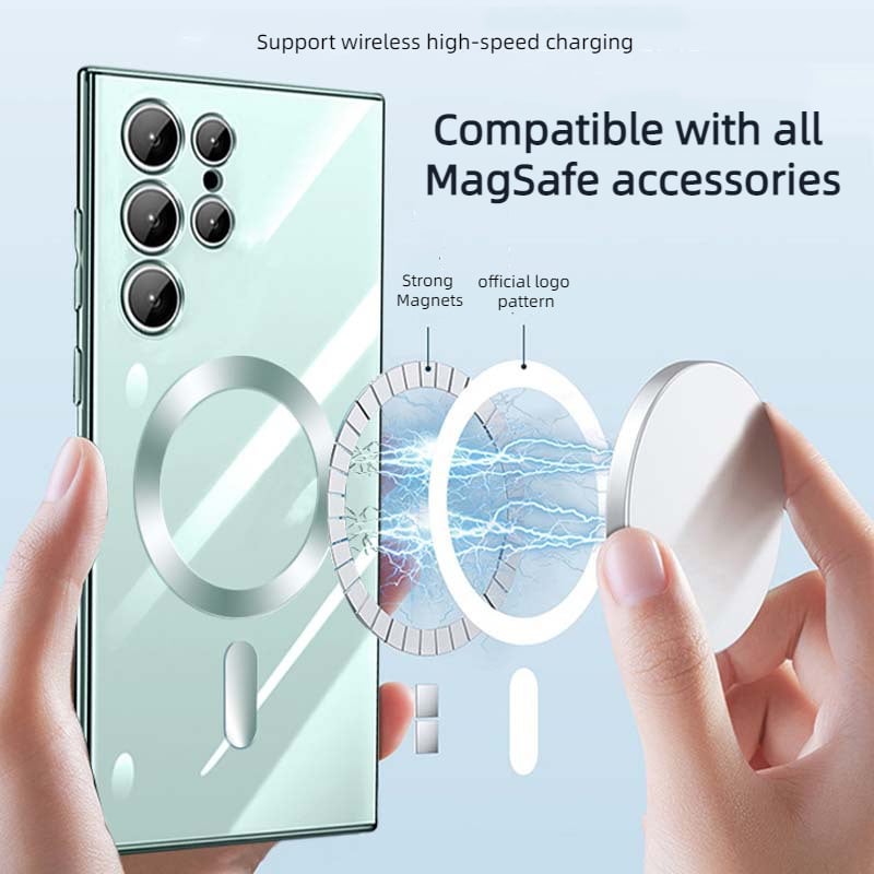 Transparent Luxury Plating Magnetic Cover for Samsung